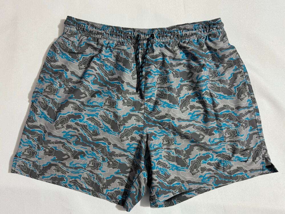 Gymshark Gray & Blue Camo Athletic Shorts - Size Large